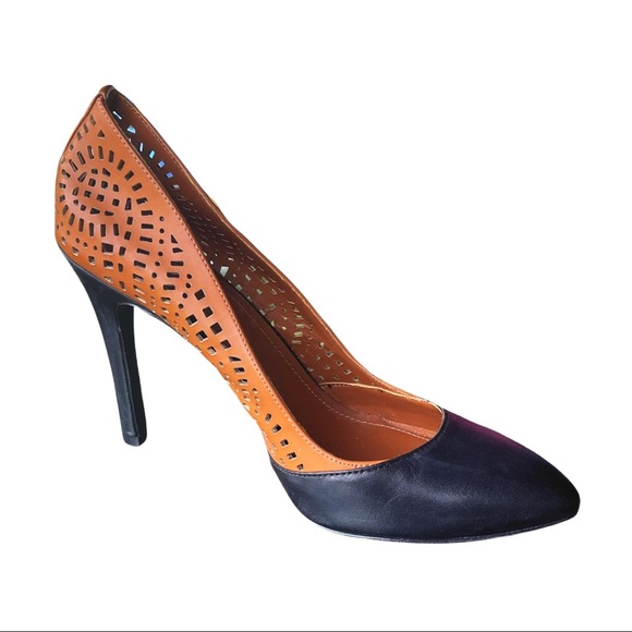 BCBGeneration Shoes - BCBGeneration Black/Tan Dee Dee Perforated Pumps 8